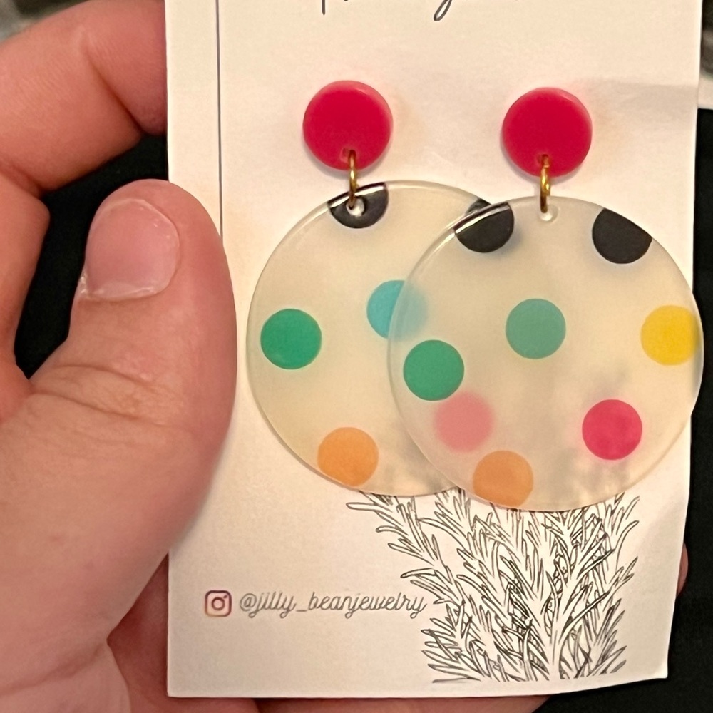 Rainbow Colorful Polka Dot Earrings
